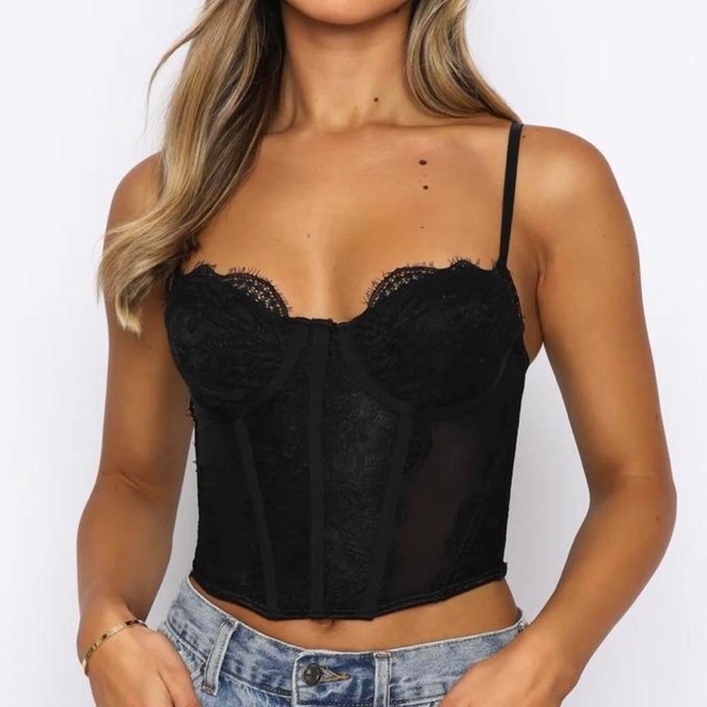 White Fox Boutique Lace Bustier in Black